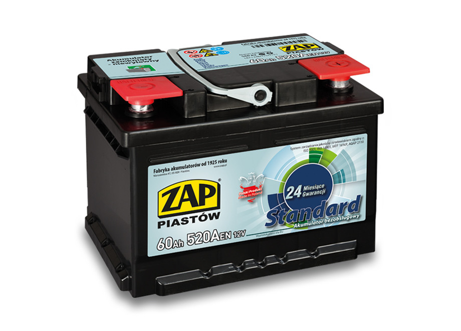 Autobaterie ZAP Standard 60Ah 12V 520A (242x175x175) P+