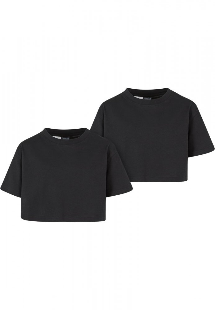 Girls Short Kimono Tee 2-Pack - black+black 110/116