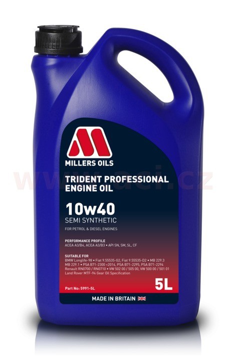 Motorový olej 10W-40 MILLERS OILS Trident polosyntetický - 5L