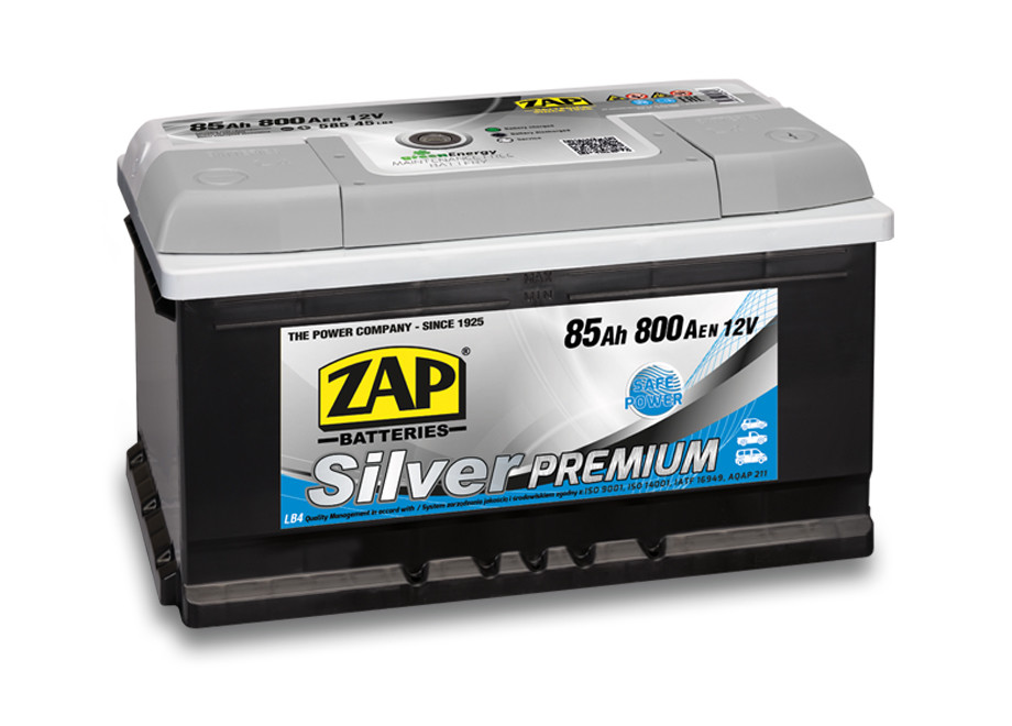 Autobaterie ZAP Silver Premium 85Ah 12V 800A (314X175X175) P+