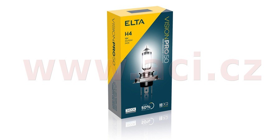 ELTA žárovka H4 60/55W (patice P43t) VisionPro +50% (sada 2 ks)