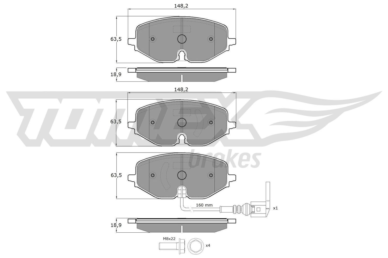 Sada brzdových destiček, kotoučová brzda TOMEX Brakes TX 60-09