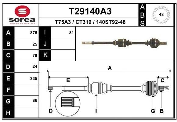 Hnací hřídel EAI T29140A3