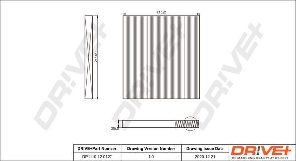 Filtr, vzduch v interiéru DRIVE DP1110.12.0127