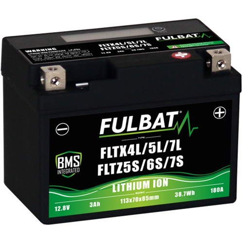 lithiová baterie LiFePO4 YTZ5S FULBAT 12V, 2Ah, 120A, 0,36 kg, 113x70x85 mm nahrazuje typy:(YB4L-B,YTX4L-BS,YTX5L-BS,YTZ5S,YTZ6S)