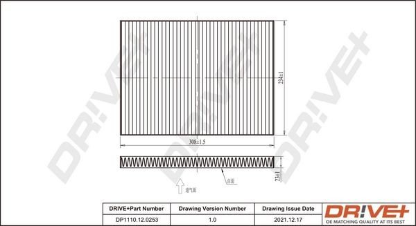 Filtr, vzduch v interiéru DRIVE DP1110.12.0253