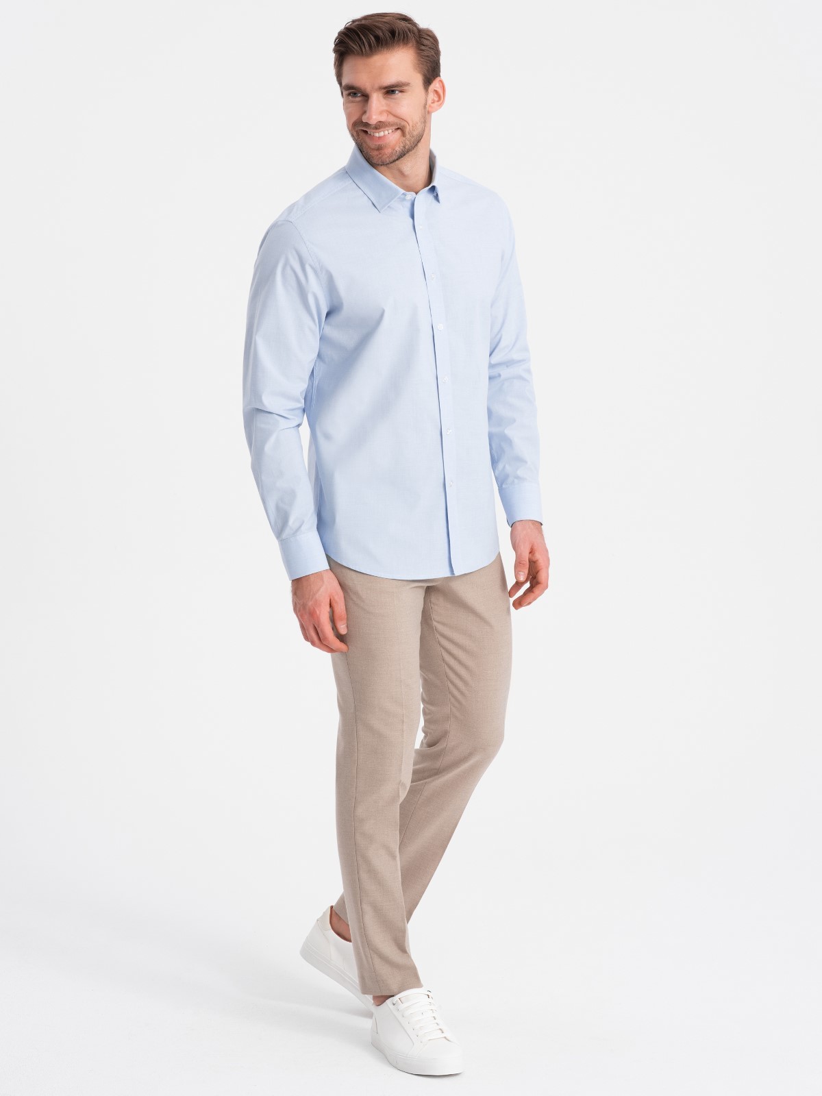 Klasická bavlněná košile REGULAR - modrá V1 OM-SHOS-0154