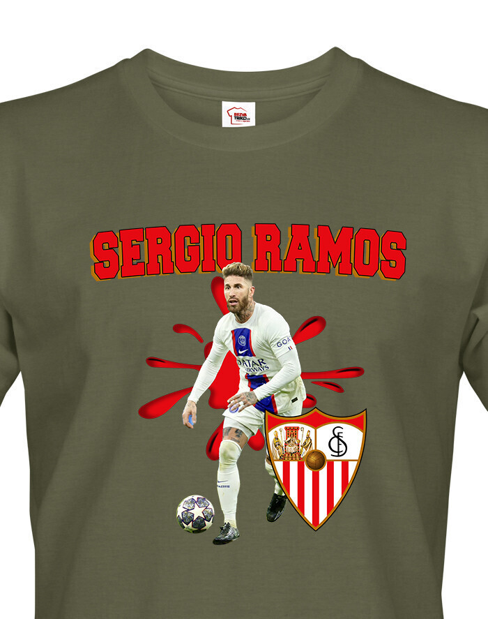 Pánské tričko s potiskem Sergio Ramos -  pánské tričko pro milovníky fotbalu