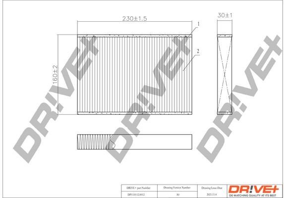 Filtr, vzduch v interiéru DRIVE DP1110.12.0012