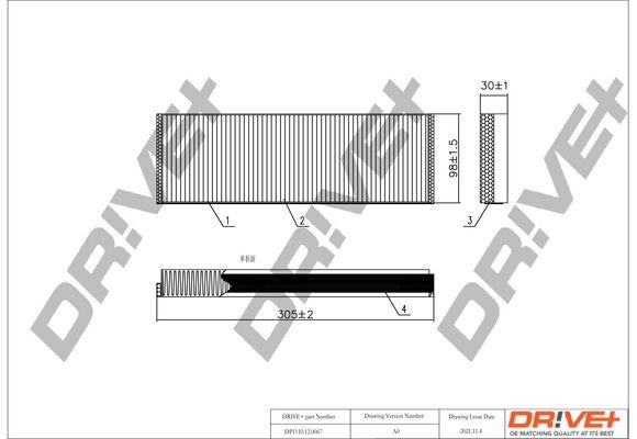 Filtr, vzduch v interiéru DRIVE DP1110.12.0067