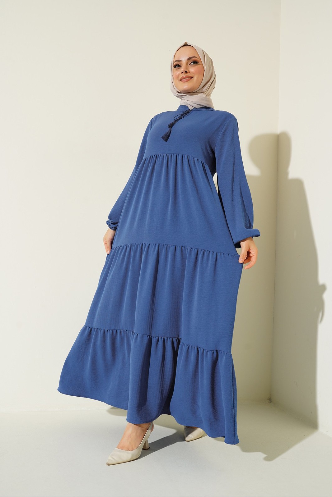 Bigdart 1627 Collar Lace-Up Hijab Dress - C.Saks