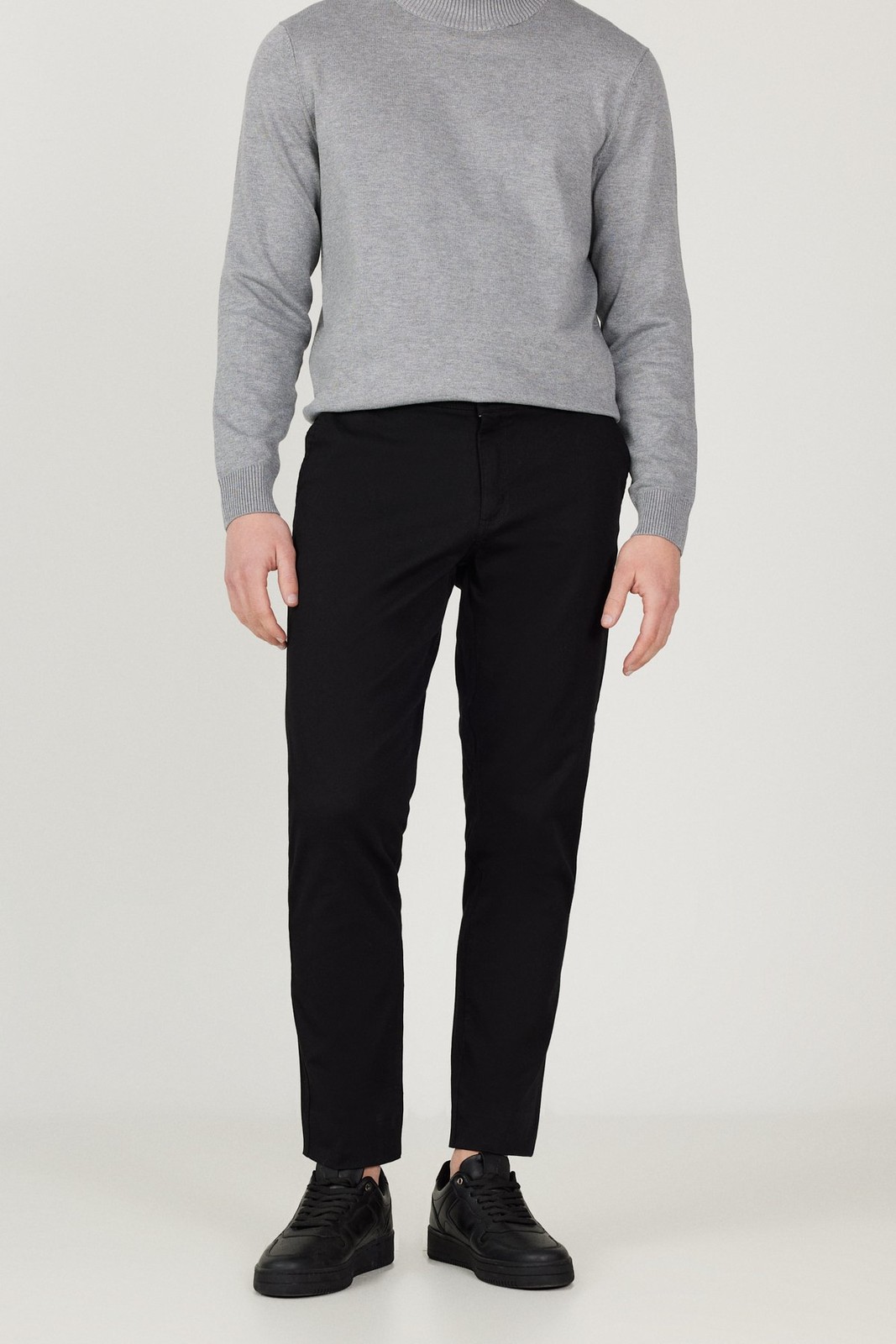 ALTINYILDIZ CLASSICS Men's Black Slim Fit Slim Fit Cotton Flexible Chino Trousers