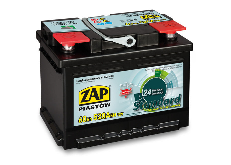 Autobaterie ZAP Standard 60Ah 12V 520A (242x175x190) P+