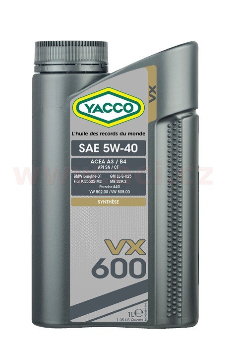 Motorový olej 5W-40 YACCO VX 600 - 1L