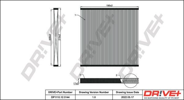 Filtr, vzduch v interiéru DRIVE DP1110.12.0144