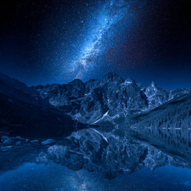 Shaiith Umělecká fotografie Milky way and lake in the, Shaiith, (40 x 40 cm)
