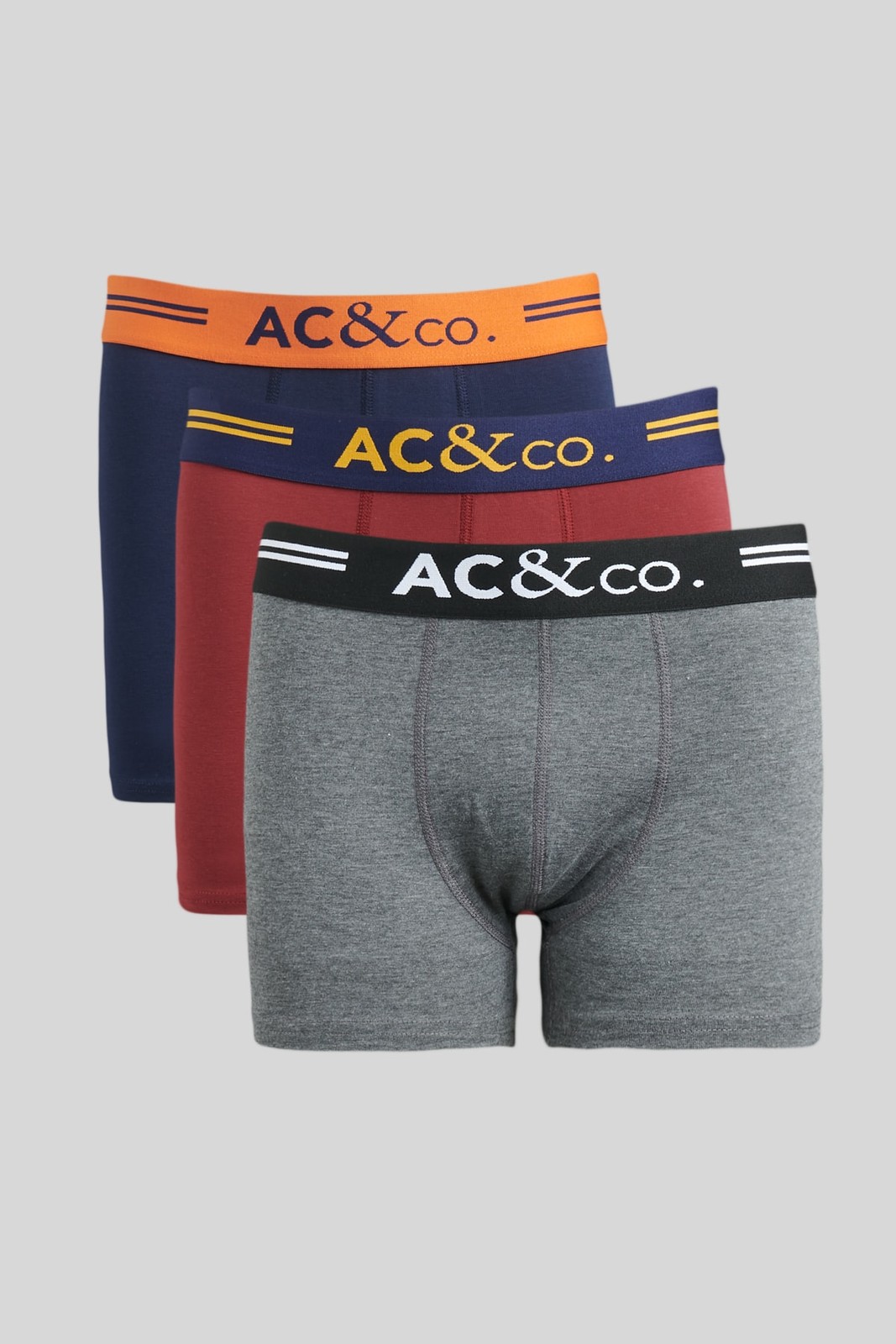 AC&Co / Altınyıldız Classics Men's Navy Blue-burgundy-anthracite 3-Pack Cotton Flexible Boxer