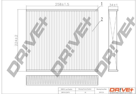 Filtr, vzduch v interiéru DRIVE DP1110.12.0074