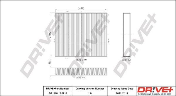 Filtr, vzduch v interiéru DRIVE DP1110.12.0218