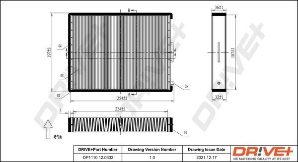 Filtr, vzduch v interiéru DRIVE DP1110.12.0332