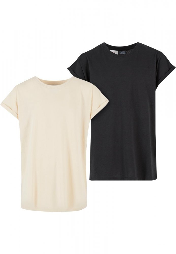 Girls Extended Shoulder Tee 2-Pack - whitesand/black 110/116