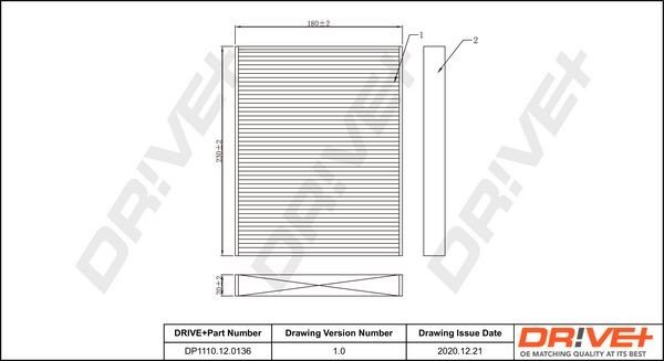 Filtr, vzduch v interiéru DRIVE DP1110.12.0136