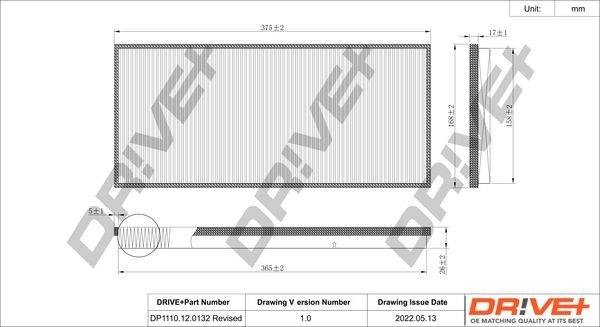 Filtr, vzduch v interiéru DRIVE DP1110.12.0132