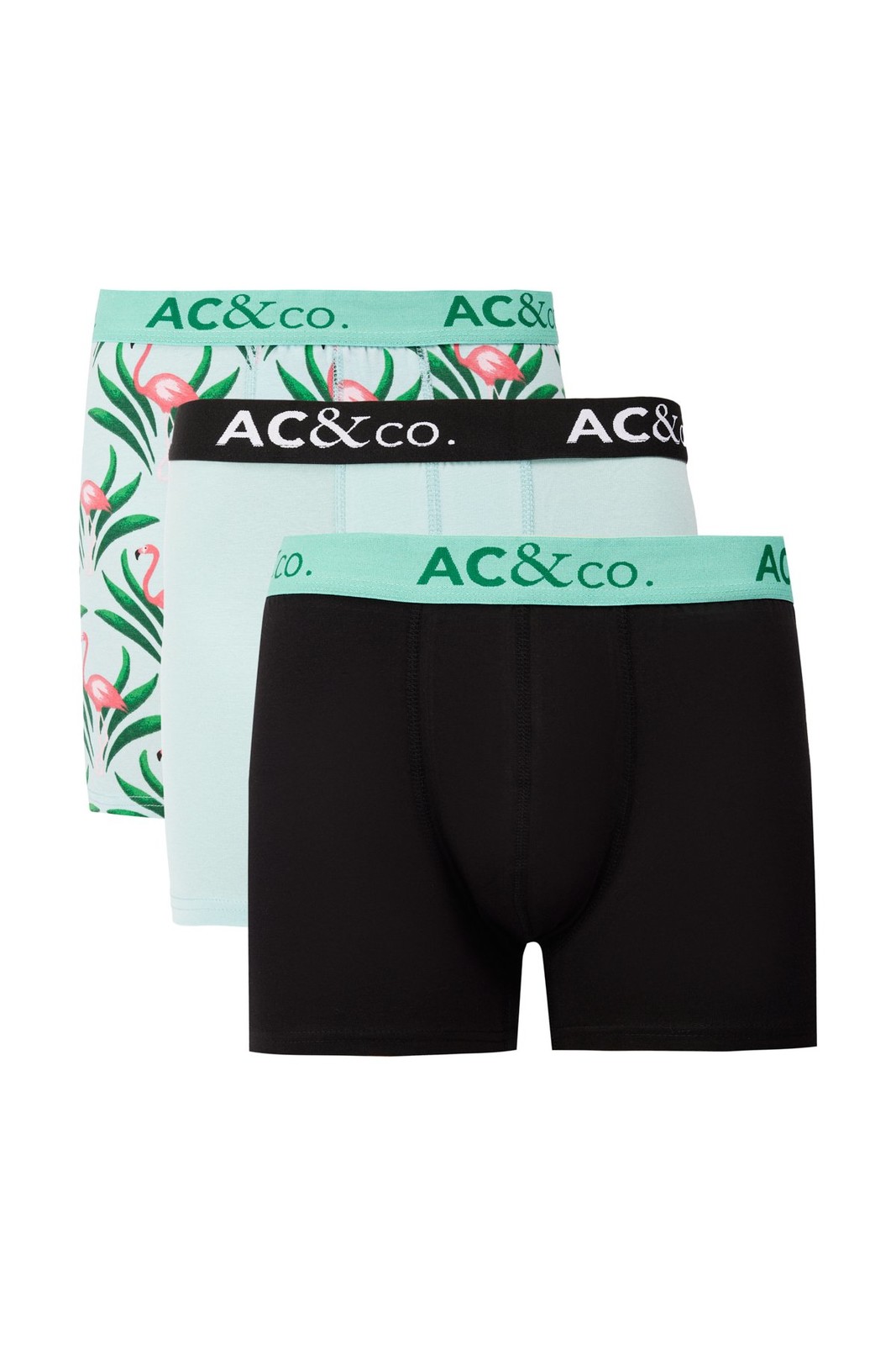 AC&Co / Altınyıldız Classics 3-Pack Men's Black-Green Cotton Stretchy Patterned Boxer