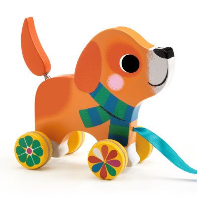 Tahací dřevěná hračka - pejsek Lou