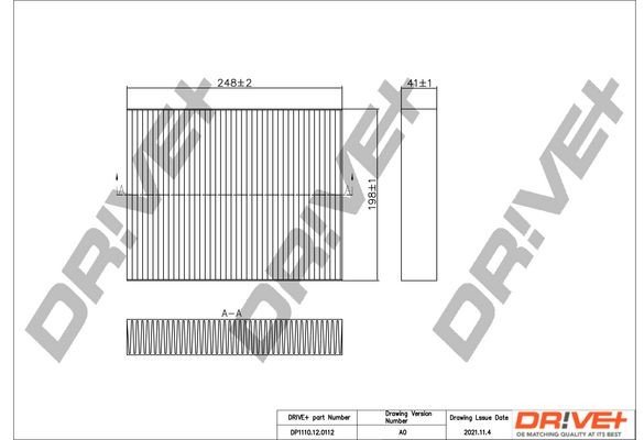 Filtr, vzduch v interiéru DRIVE DP1110.12.0112