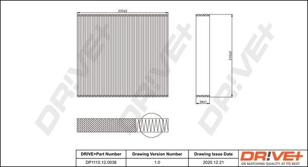 Filtr, vzduch v interiéru DRIVE DP1110.12.0038