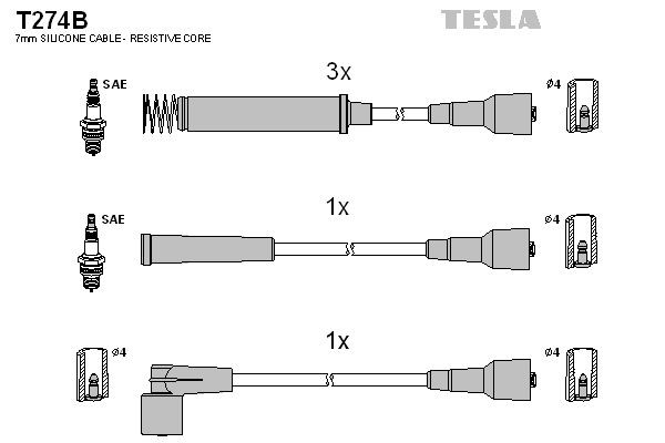 Sada kabelů pro zapalování TESLA T274B
