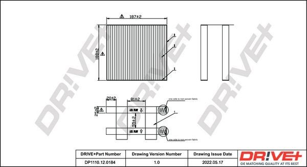 Filtr, vzduch v interiéru DRIVE DP1110.12.0184