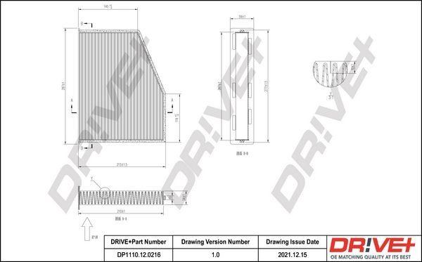 Filtr, vzduch v interiéru DRIVE DP1110.12.0216