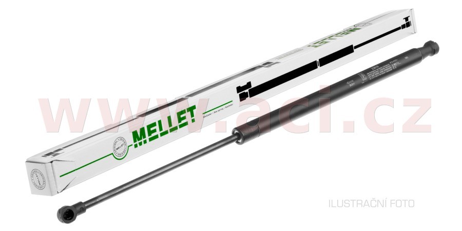 vzpěra zd. dveří se stěračem MELLET (celk. délka 550 mm, délka zdvihu 235 mm, síla 850 N)