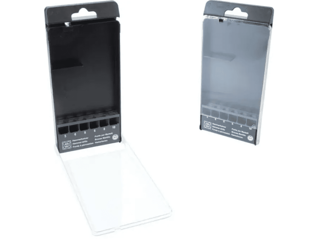 Kazeta na vrtáky SDS, 6dílná, 5-6-8 x 110 a 6-8-10 x 160 mm, plastová, černá