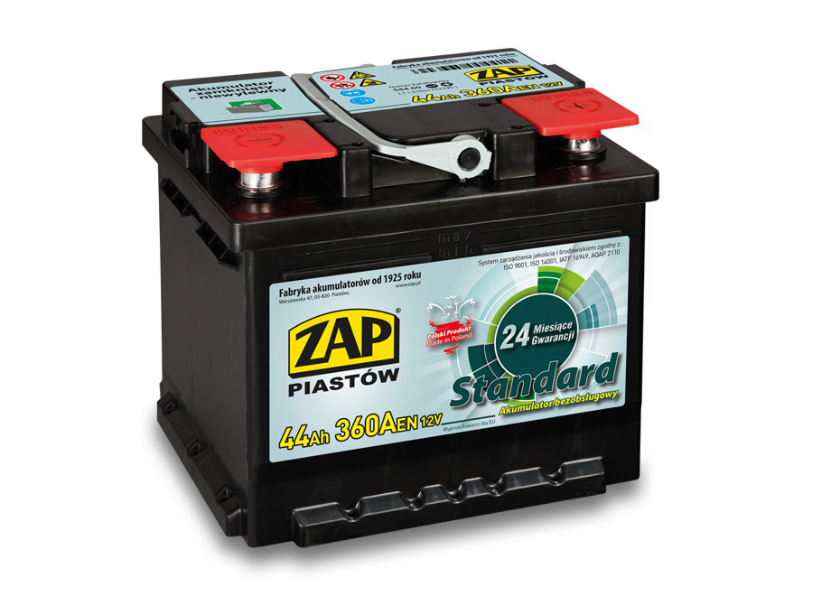 Autobaterie ZAP Standard 44Ah 12V 360A (206x175x190) P+