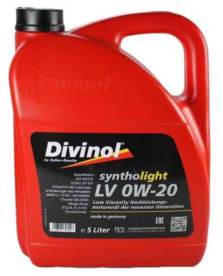Motorový olej Divinol Syntholight LV 0W-20 - 5L