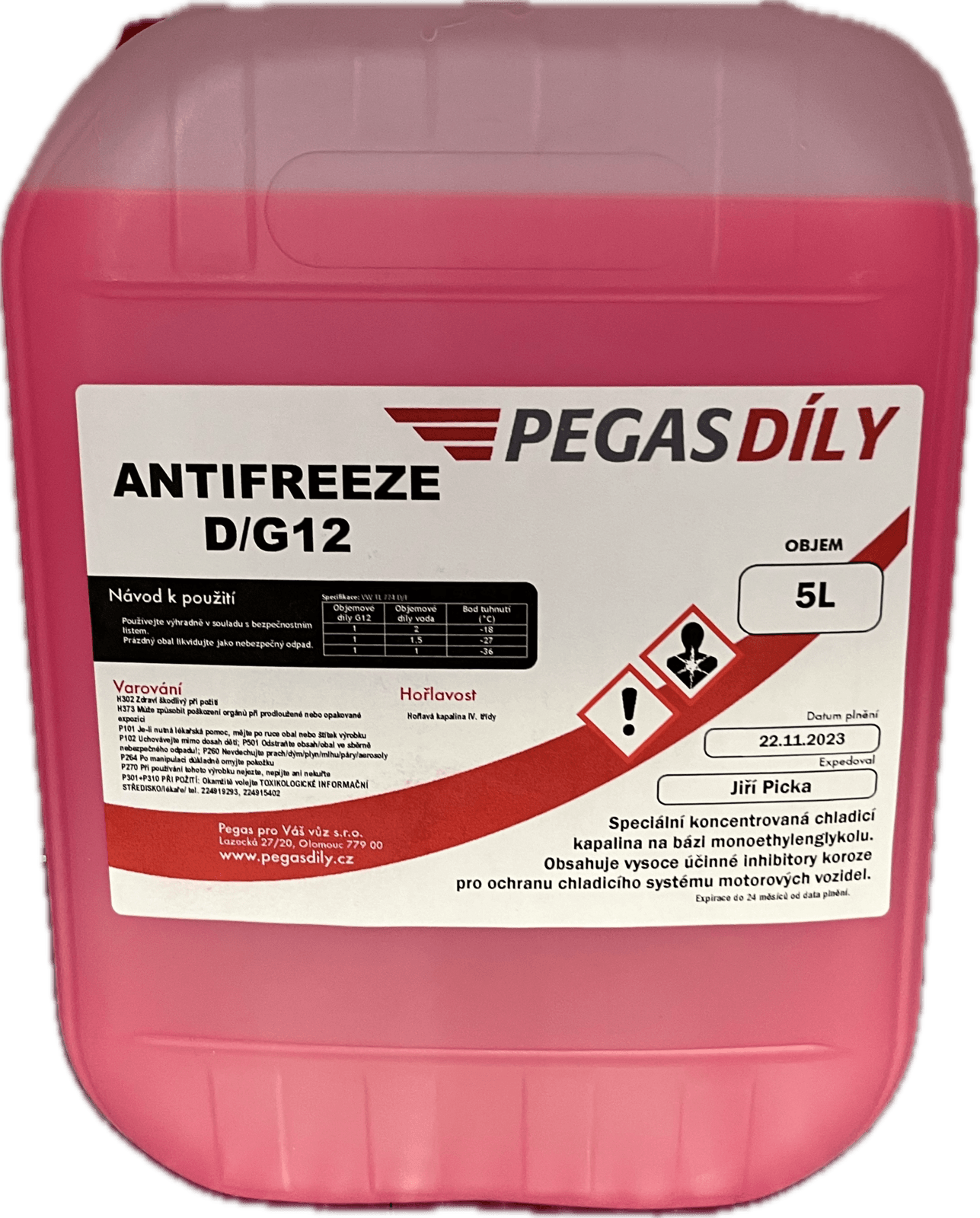 Chladící kapalina Pegas Antifreeze Profi D G12 - 5l