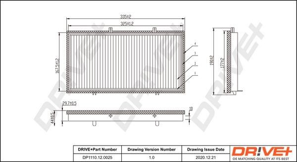 Filtr, vzduch v interiéru DRIVE DP1110.12.0025