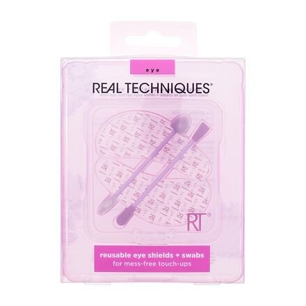 Real Techniques Eye Reusable Eye Shields + Swabs sada: ochranné polštářky 2 ks + tyčinky 2 ks + pouzdro