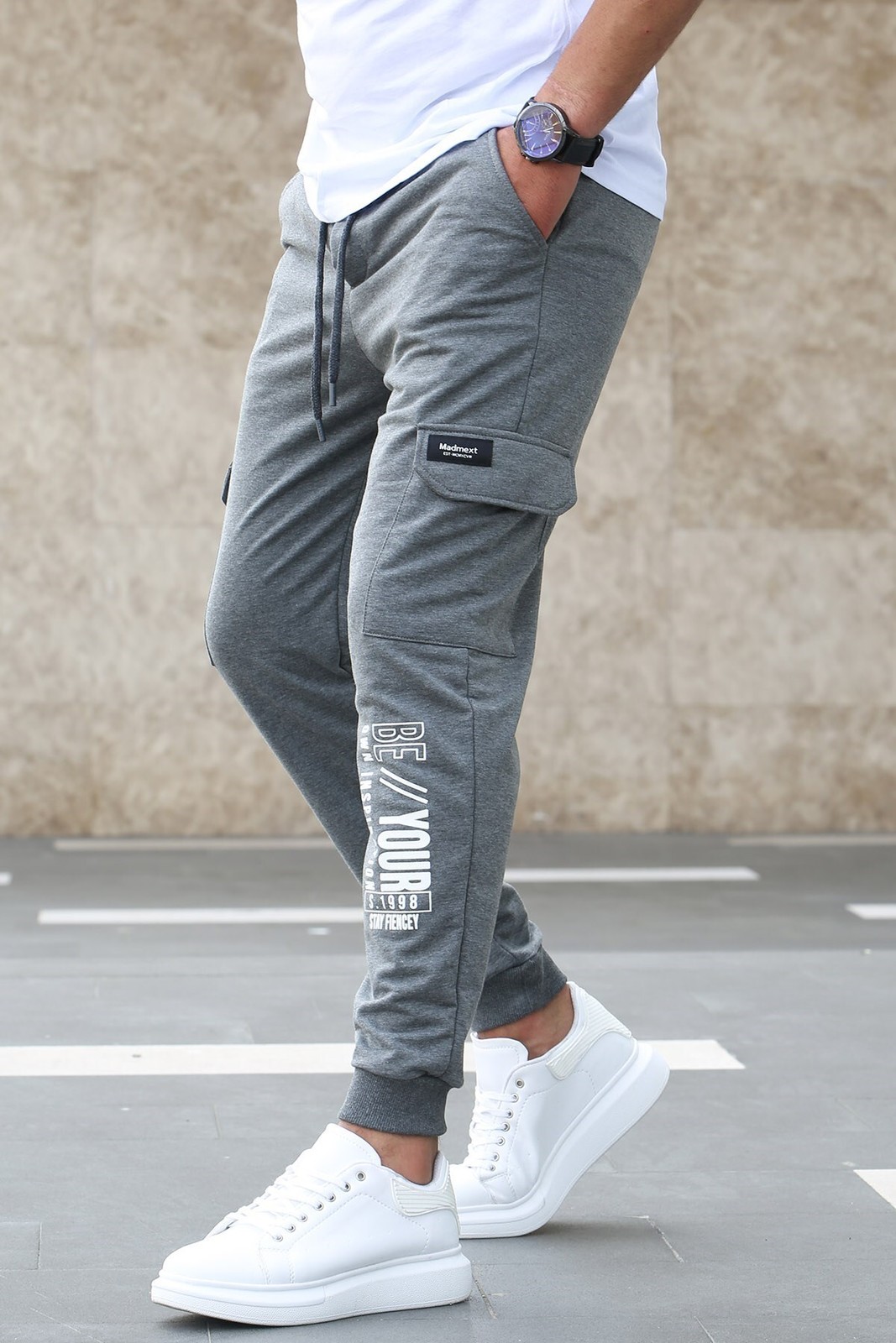 Madmext Anthracite Printed Tracksuit 4079