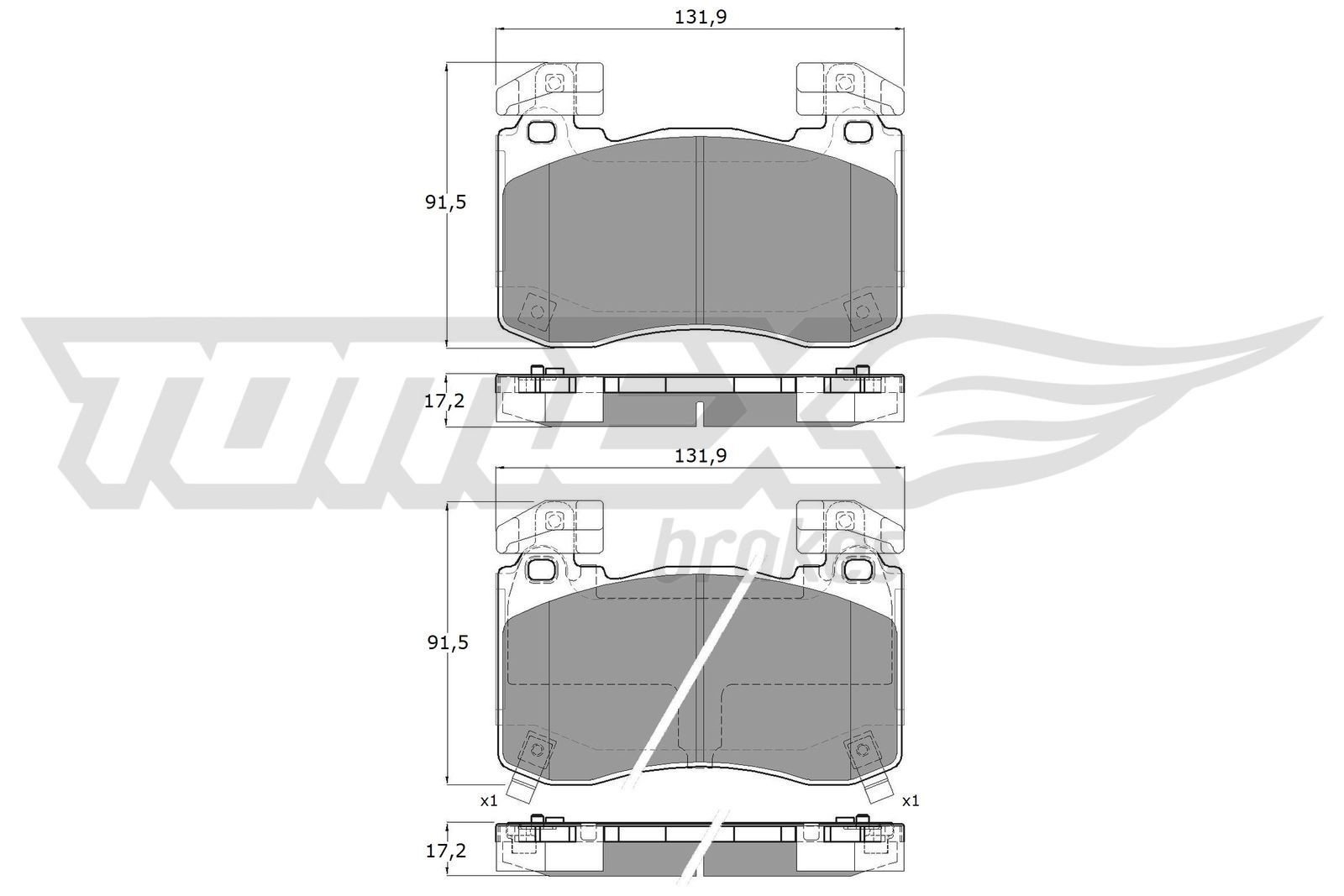 Sada brzdových destiček, kotoučová brzda TOMEX Brakes TX 60-13