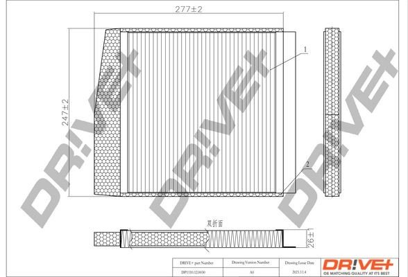 Filtr, vzduch v interiéru DRIVE DP1110.12.0030