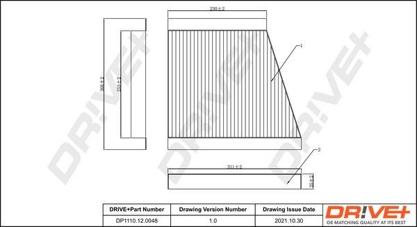 Filtr, vzduch v interiéru DRIVE DP1110.12.0048