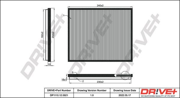 Filtr, vzduch v interiéru DRIVE DP1110.12.0021