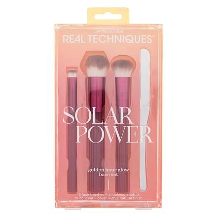 Real Techniques Solar Power Golden Hour Glow Base Set odstín fialová sada: kosmetický štětec 098 Small Conceal 1 ks + kosmetický štětec 099 Expert Edge 1 ks + kosmetický štětec 100 Soft ACCent 1 ks + špachtle na make-up Makeup Spatula 1 ks