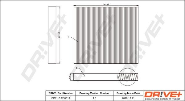 Filtr, vzduch v interiéru DRIVE DP1110.12.0013