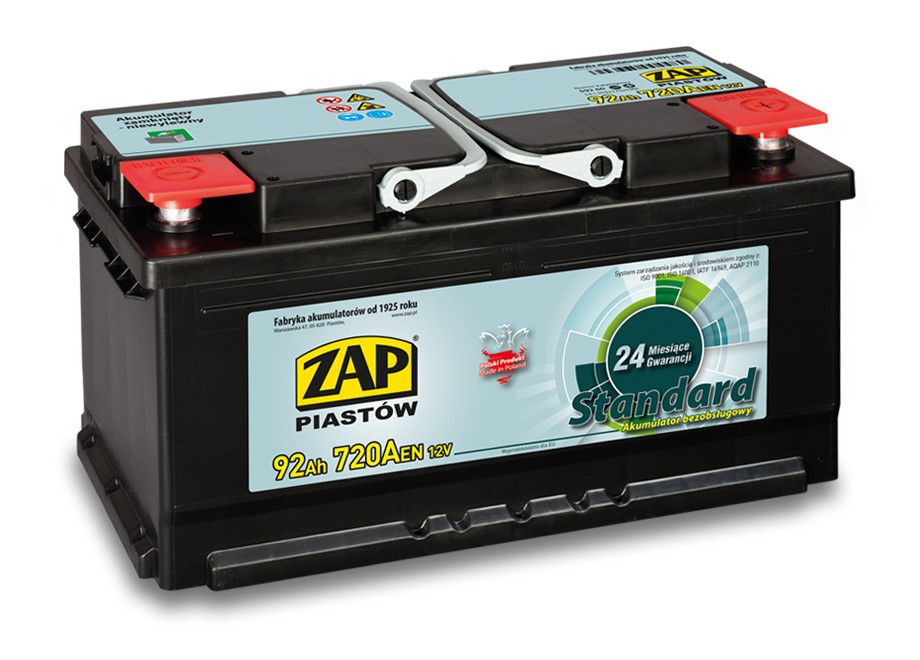 Autobaterie ZAP Standard 92Ah 12V 720A (352x175x190) P+