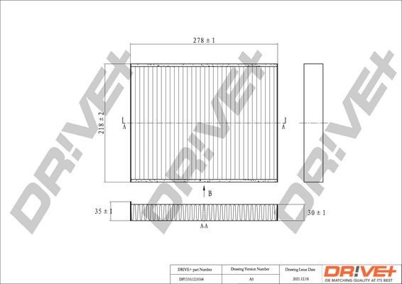 Filtr, vzduch v interiéru DRIVE DP1110.12.0164